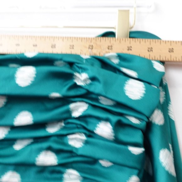 Cocktail Crop Top Small Polka Satin Pleated Ruched Stretch Green Bandeau HUTCH 4 - Picture 3 of 9